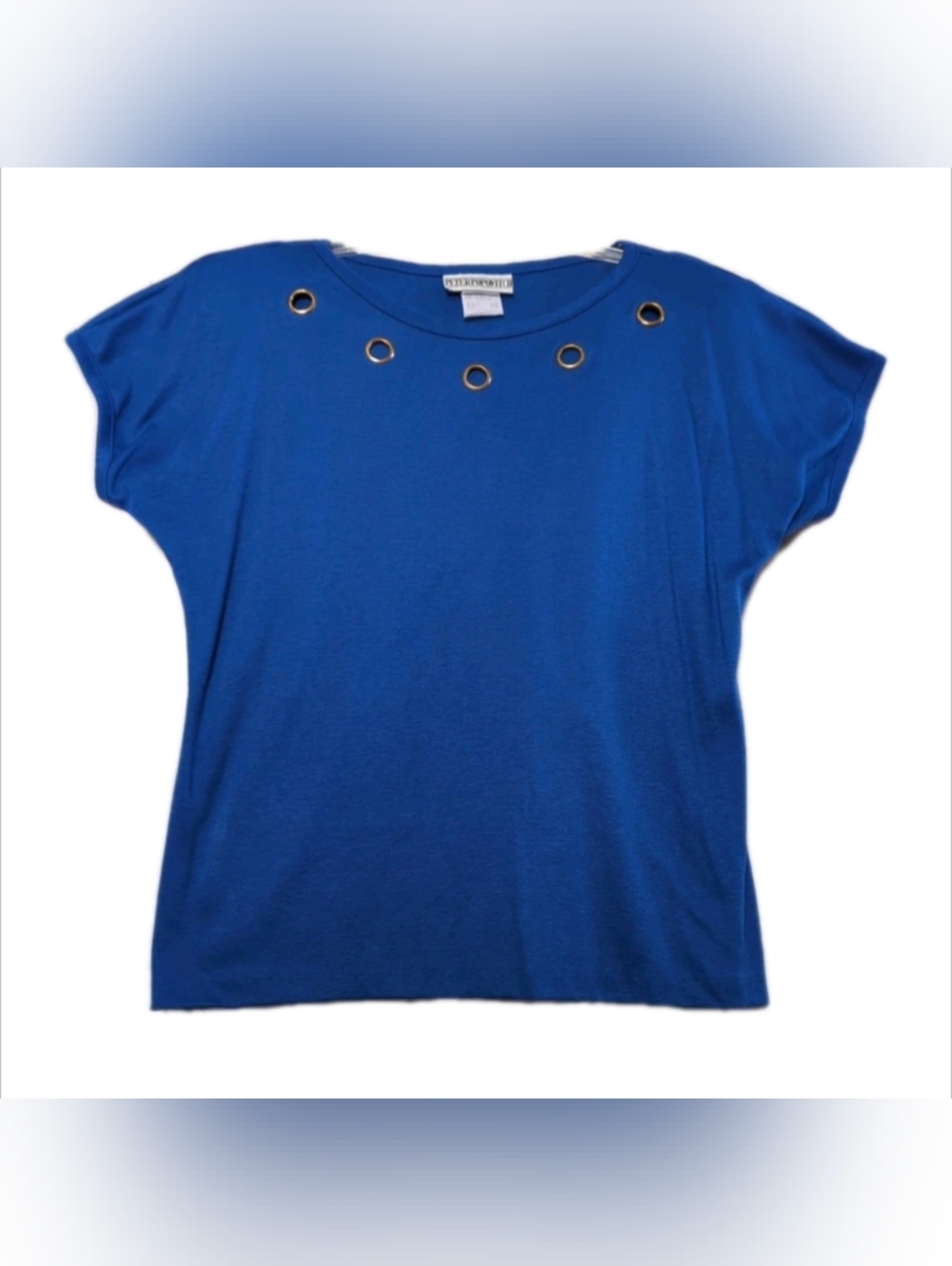 Vintage Peter Popovitch Blue Blouse Size Medium Polyester/Cotton